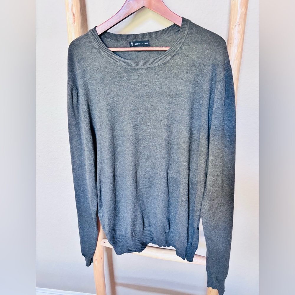American Tall Men’s Tall L Gray Crewneck Knit Sweater